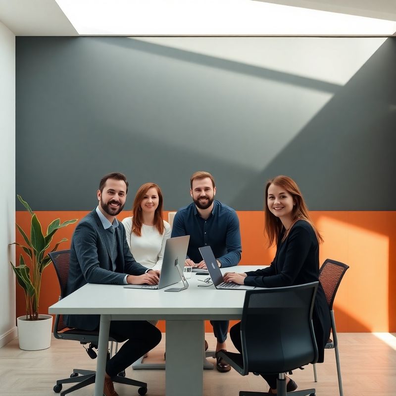 Mali tim za minimalnim radnim stolom u studiju u Varaždinu s prirodnim svjetlom